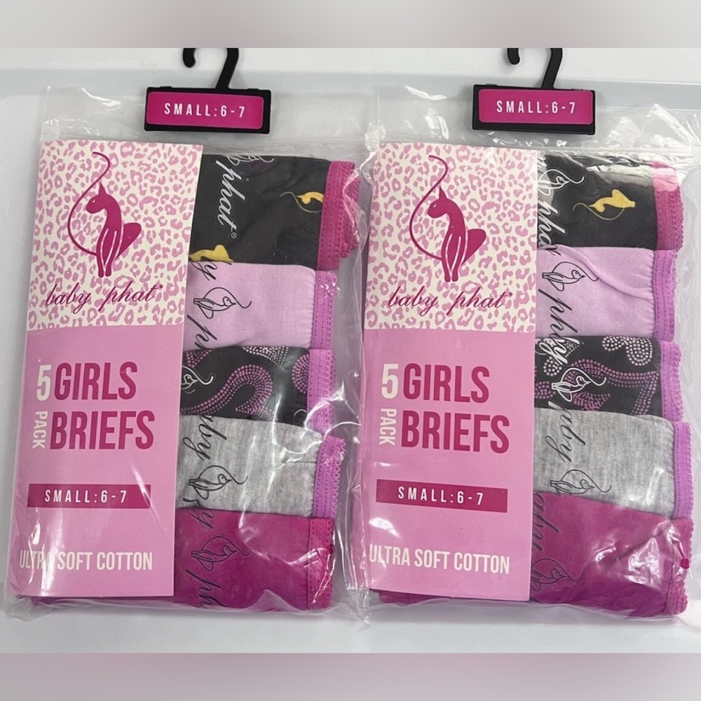 Baby Phat Girls Brief Underwear Ultra Soft Cotton 10 Pack Size Small (6-7)